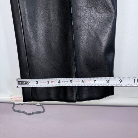 Zara Faux Leather Straight Leg Pants Black High Rise Tailored XS - Picture 7 of 8